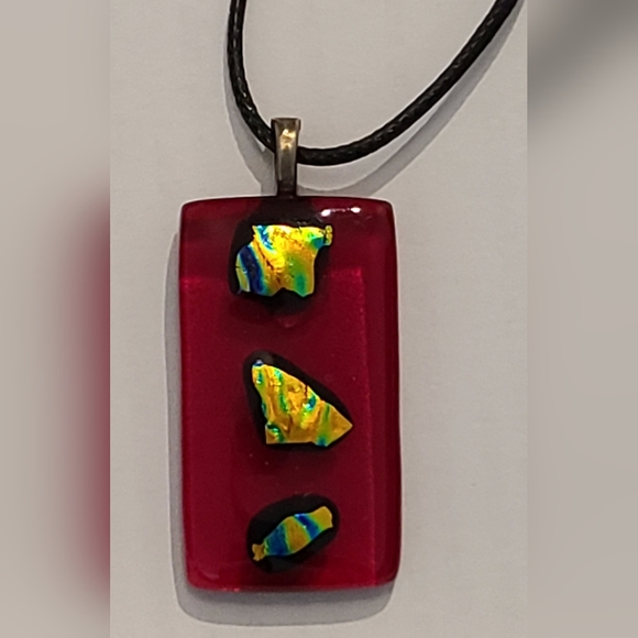 VINTAGE 2 PCS SET FUSED GLASS LAMPWORK PENDANT NECKLACE & EARRINGS - Picture 10 of 16